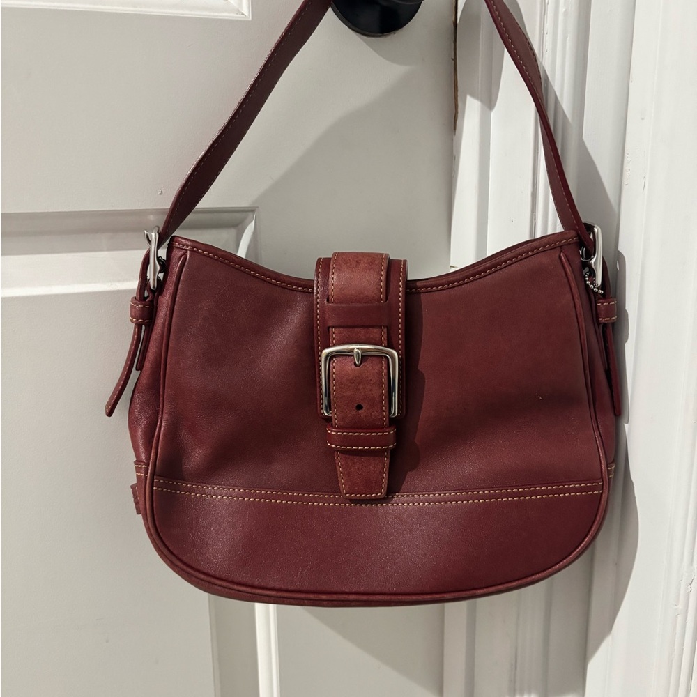 Classic Burgundy Leather Shoulder Bag